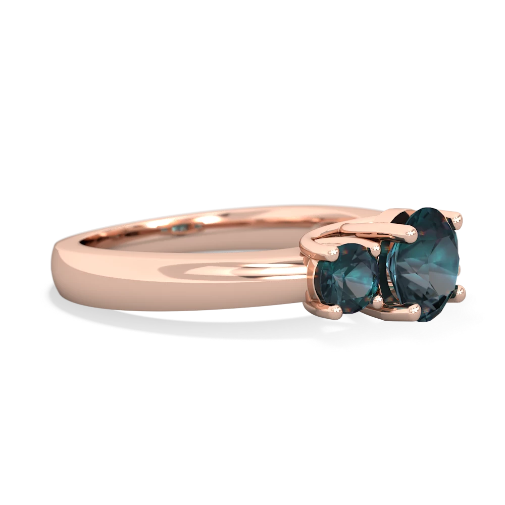 Tanzanite Three Stone Round Trellis 14K Rose Gold ring R4018