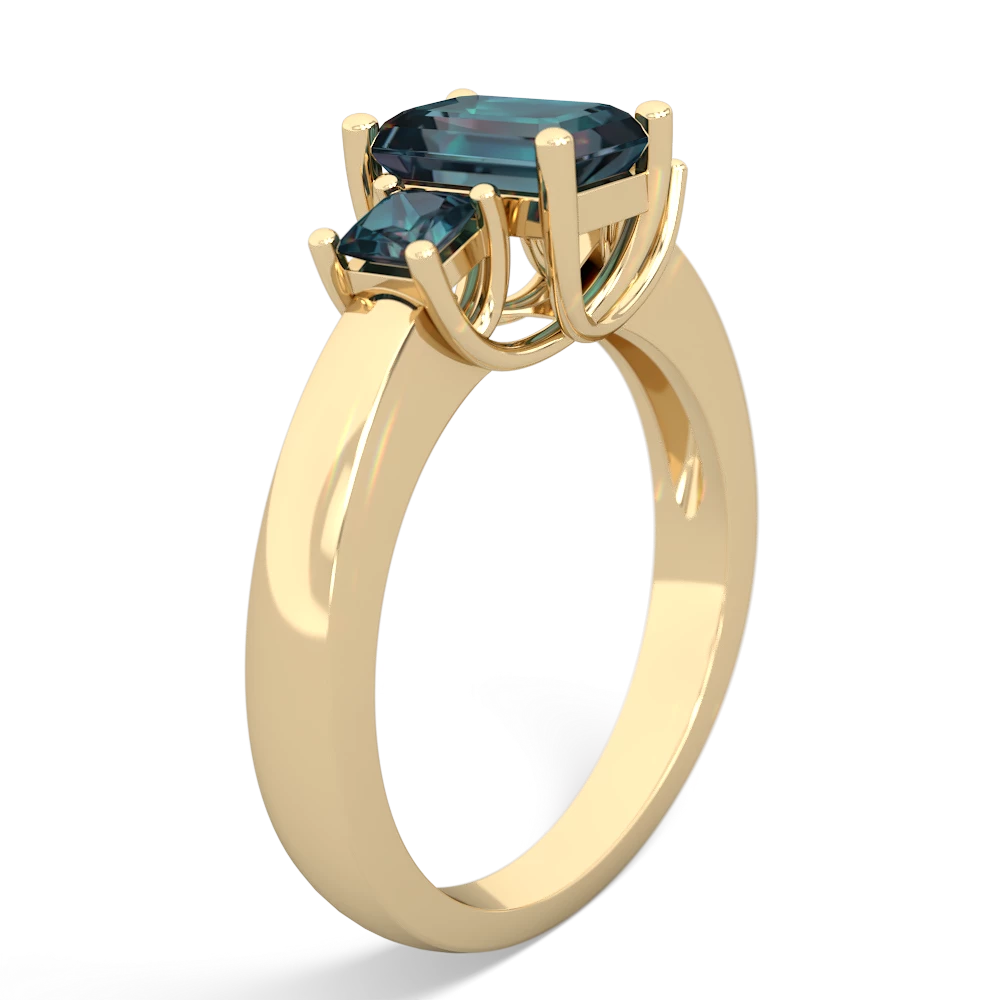 Onyx Three Stone Emerald-Cut Trellis 14K Yellow Gold ring R4021