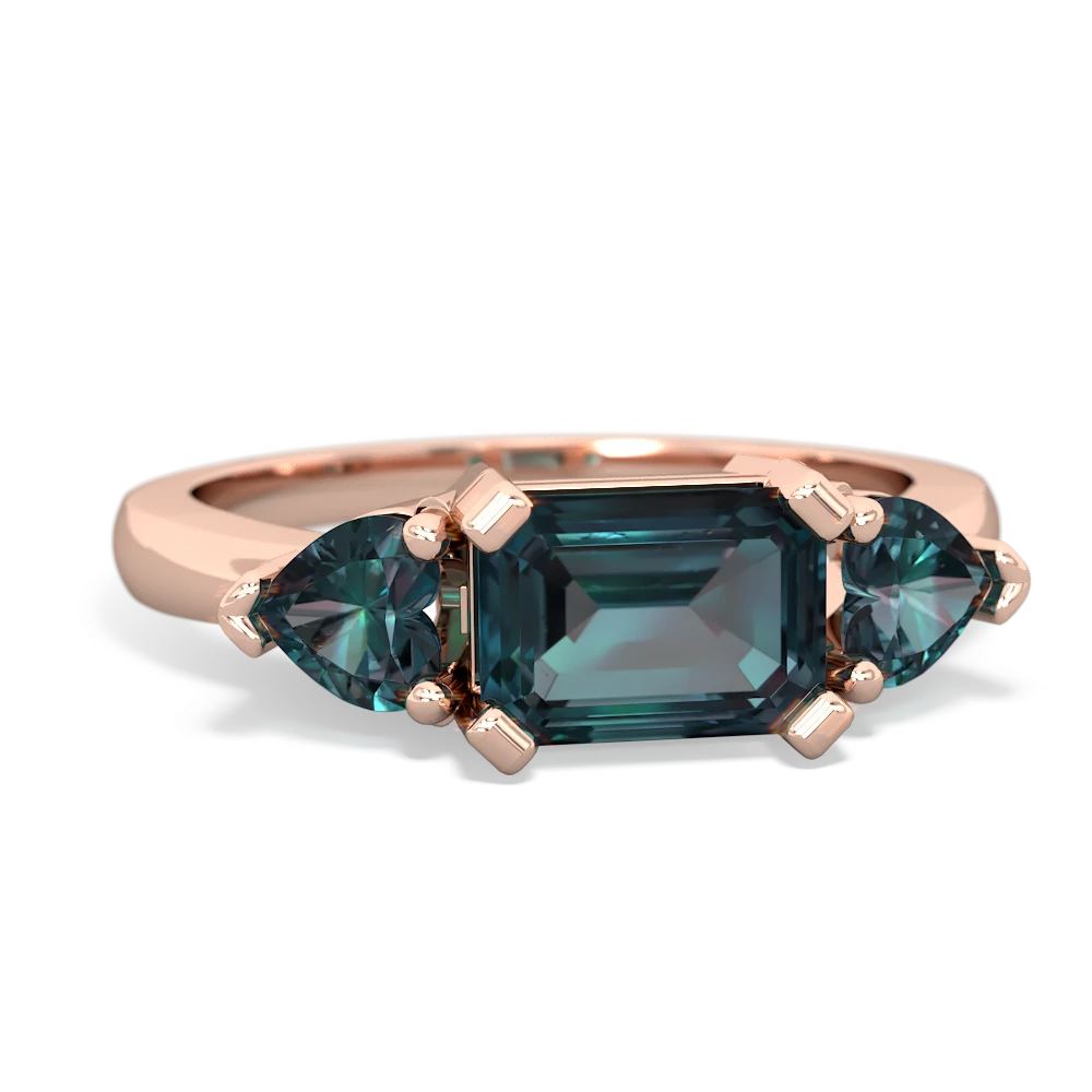 Blue Topaz Three Stone 14K Rose Gold ring R5235