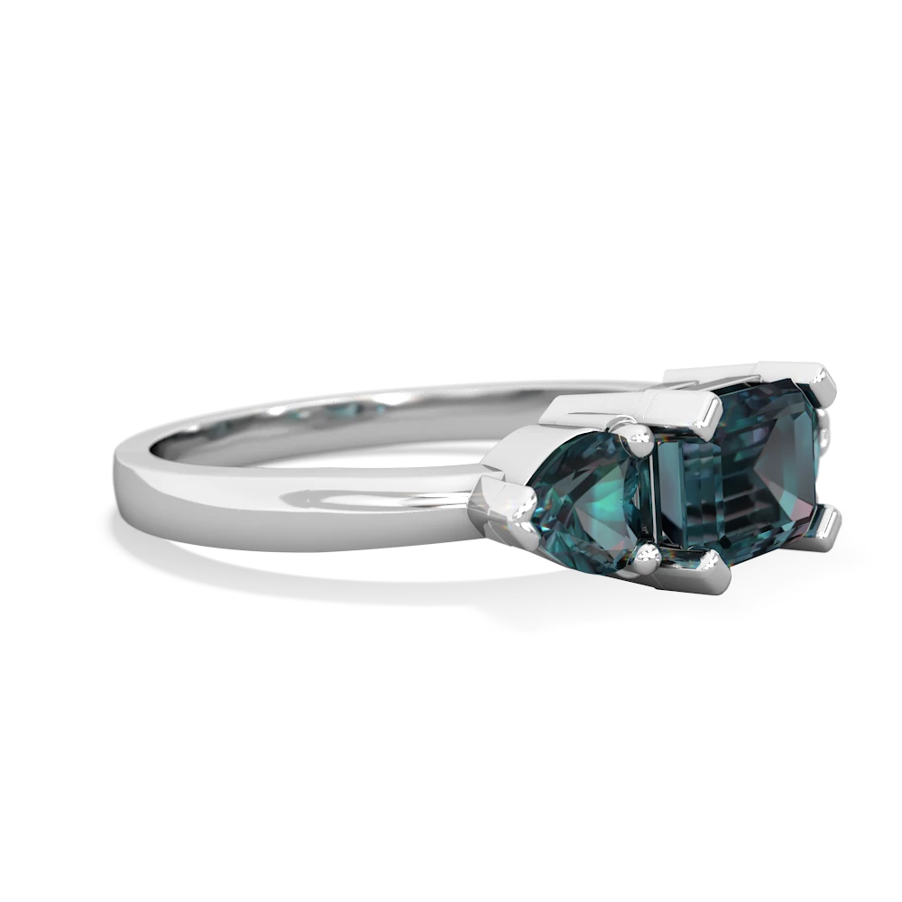 Alexandrite Three Stone 14K White Gold ring R5235