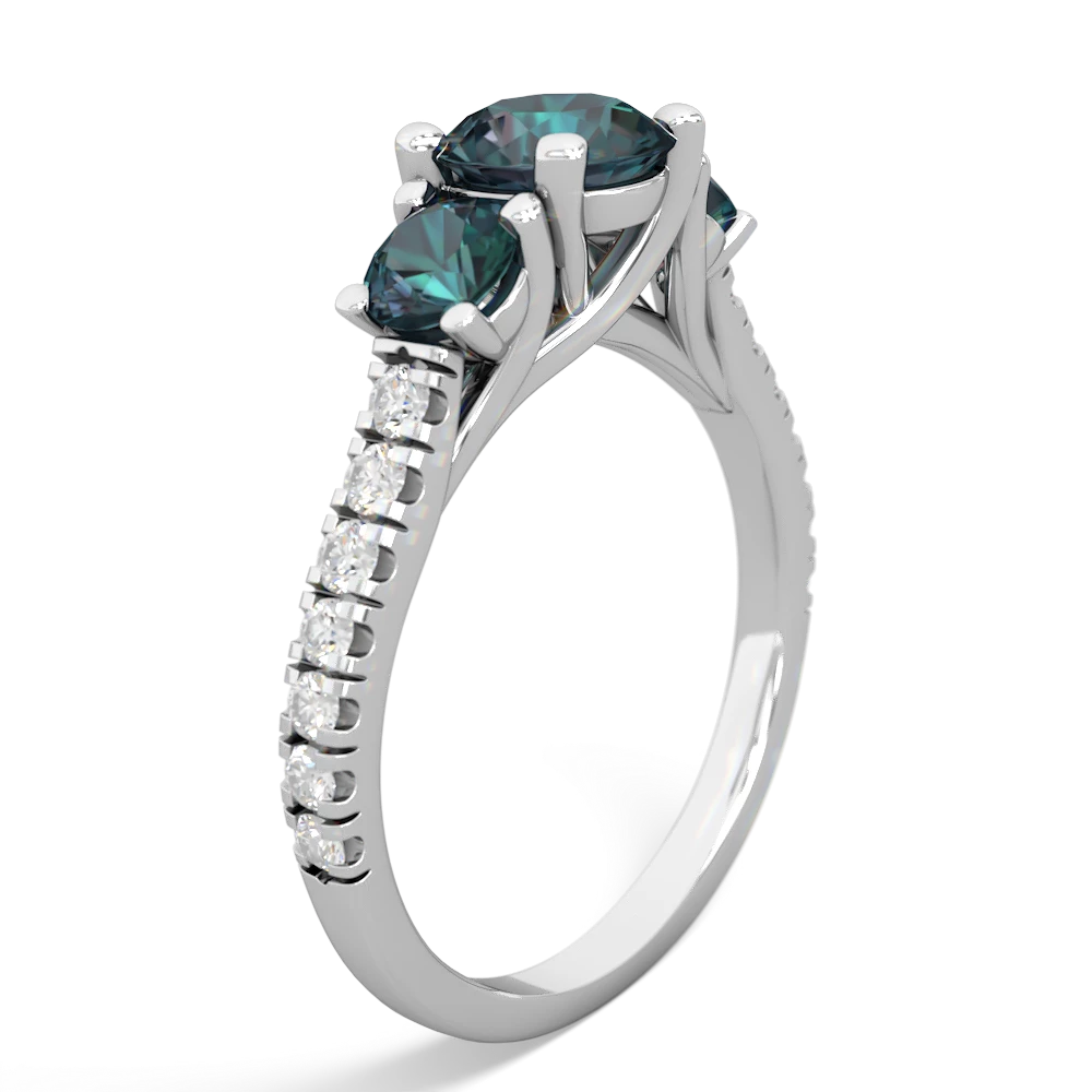 Lab Emerald Pave Trellis 14K White Gold ring R5500