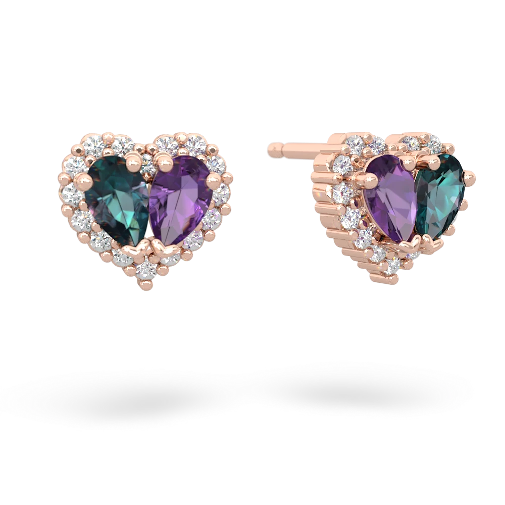 Alexandrite Halo 14K Rose Gold earrings E7008