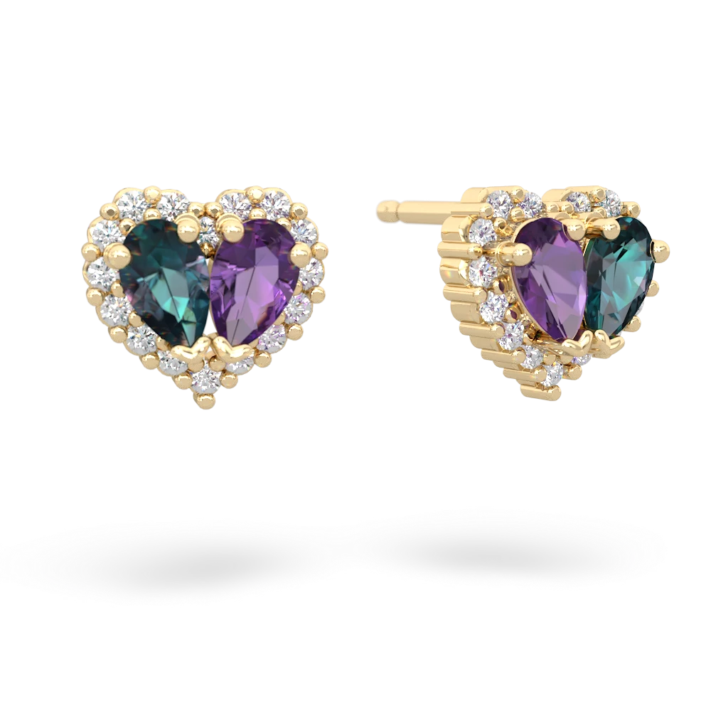 Alexandrite Halo 14K Yellow Gold earrings E7008