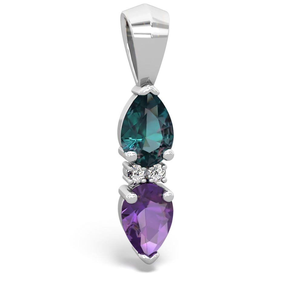 Alexandrite Bowtie Drop 14K White Gold pendant P0865