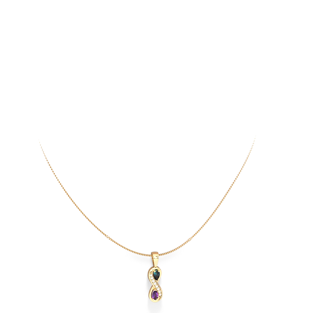 Alexandrite Diamond Infinity 14K Yellow Gold pendant P5390