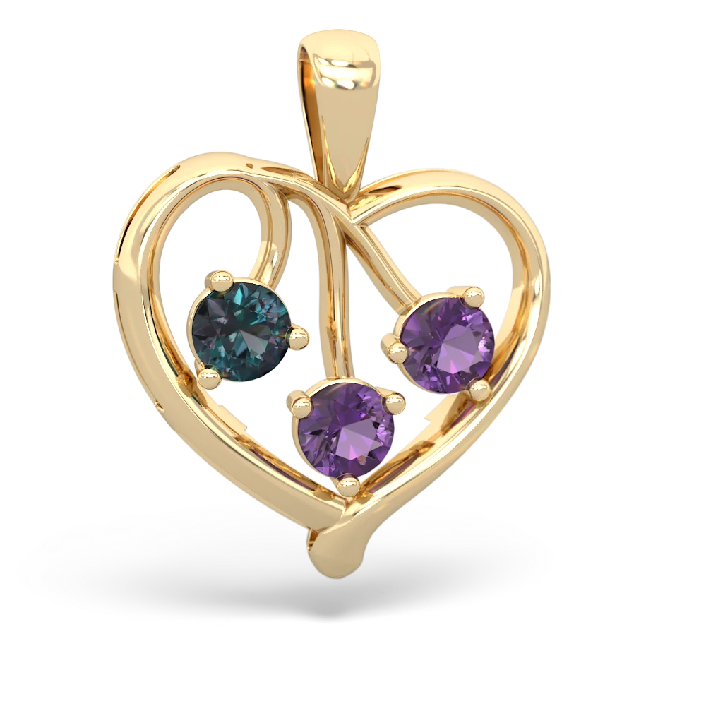 Alexandrite Glowing Heart 14K Yellow Gold pendant P2233