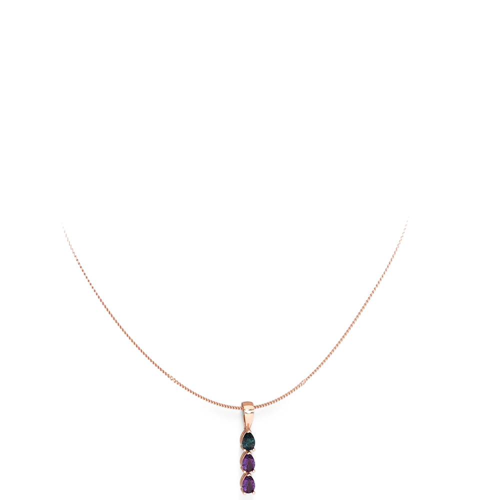 Alexandrite Dew Drops 14K Rose Gold pendant P2251