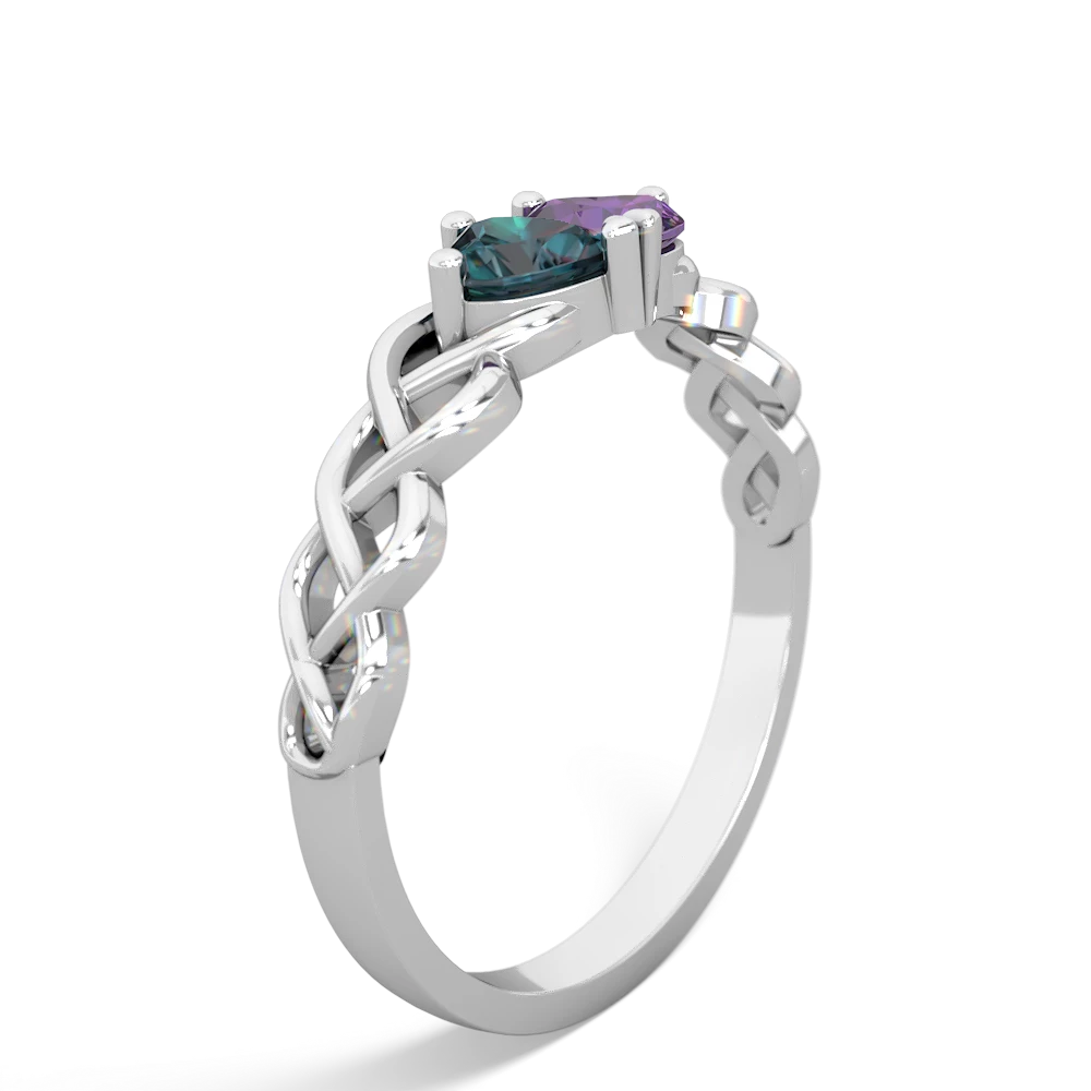 Alexandrite Heart To Heart Braid 14K White Gold ring R5870