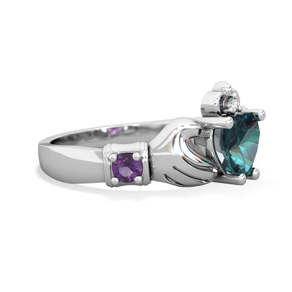 Alexandrite Claddagh Keepsake 14K White Gold ring R5245