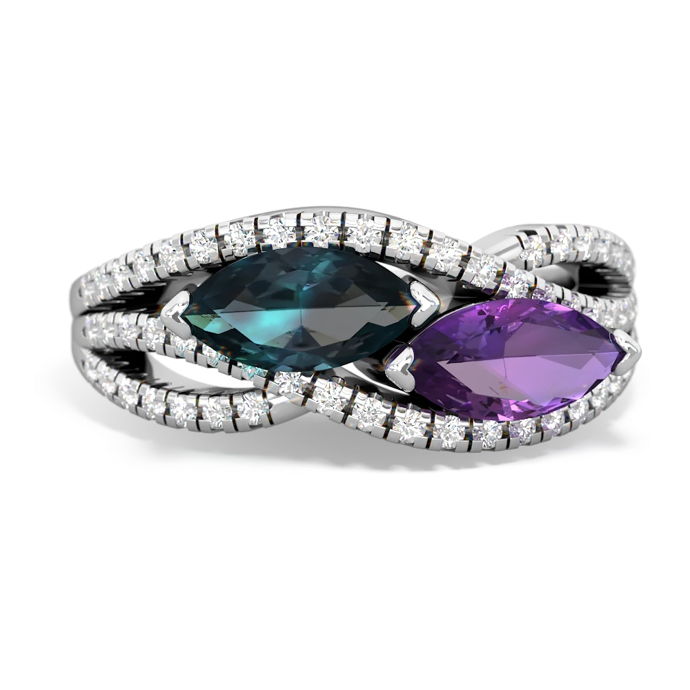 Alexandrite Diamond Rivers 14K White Gold ring R3070