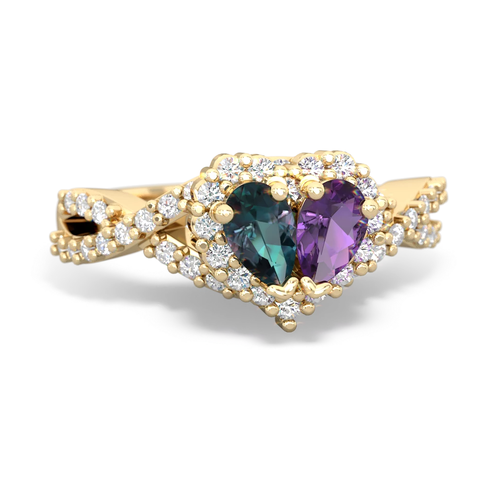 Alexandrite Diamond Twist 'One Heart' 14K Yellow Gold ring R2640HRT