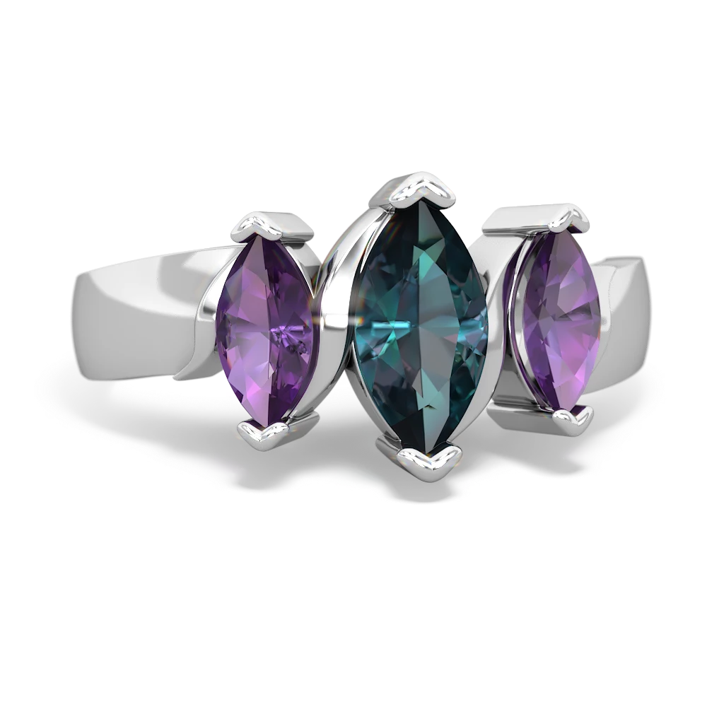 Alexandrite Three Peeks 14K White Gold ring R2433