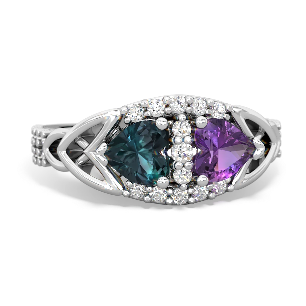 Alexandrite Sparkling Celtic Knot 14K White Gold ring R2645