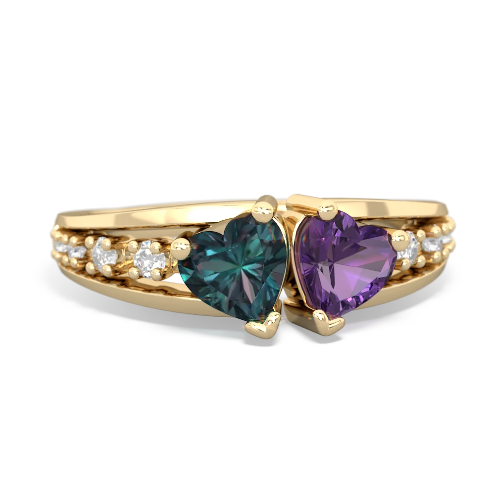 Alexandrite Heart To Heart 14K Yellow Gold ring R3342