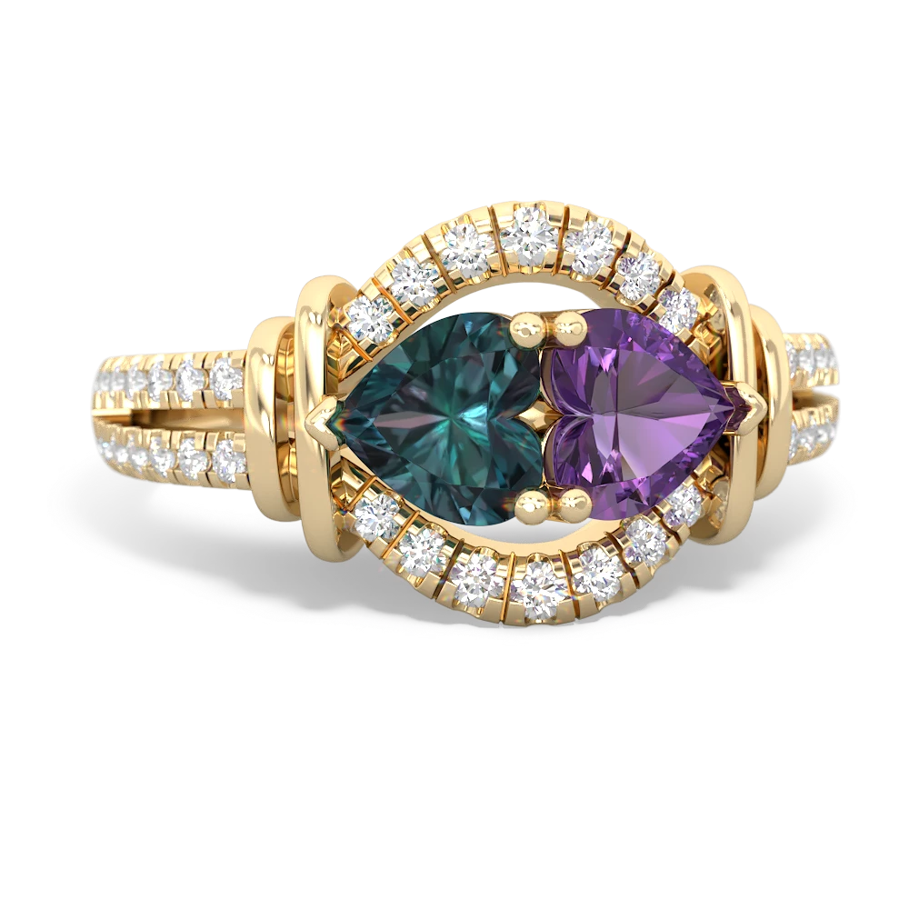 Alexandrite Art-Deco Keepsake 14K Yellow Gold ring R5630