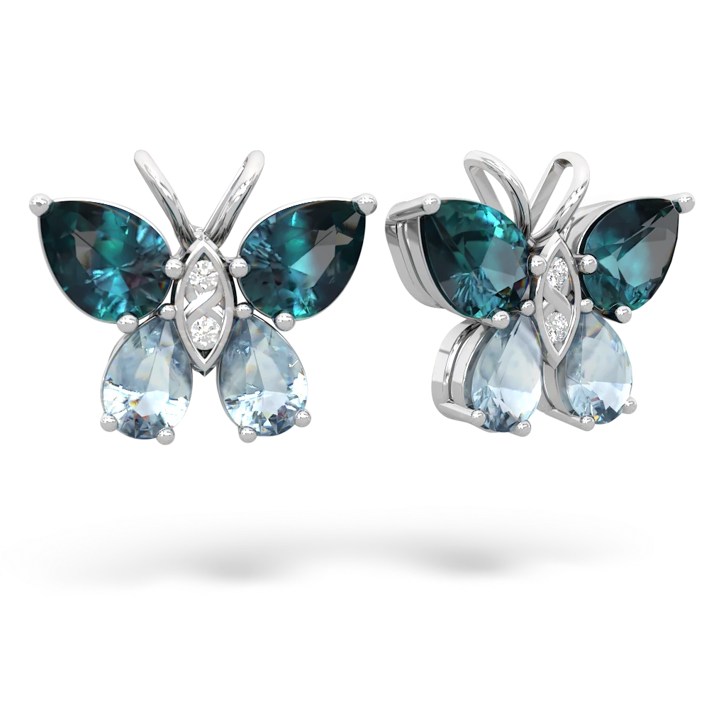 Alexandrite Butterfly 14K White Gold earrings E2215