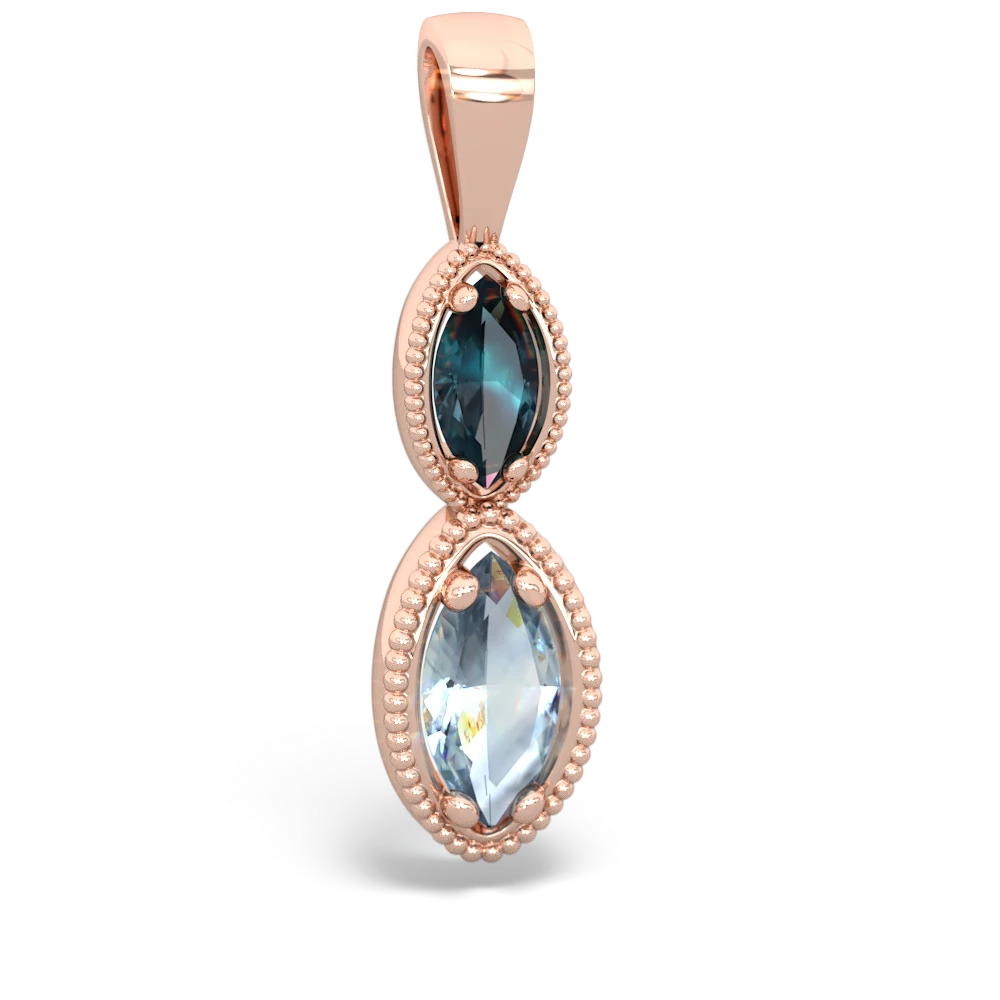 Alexandrite Antique-Style Halo 14K Rose Gold pendant P5700