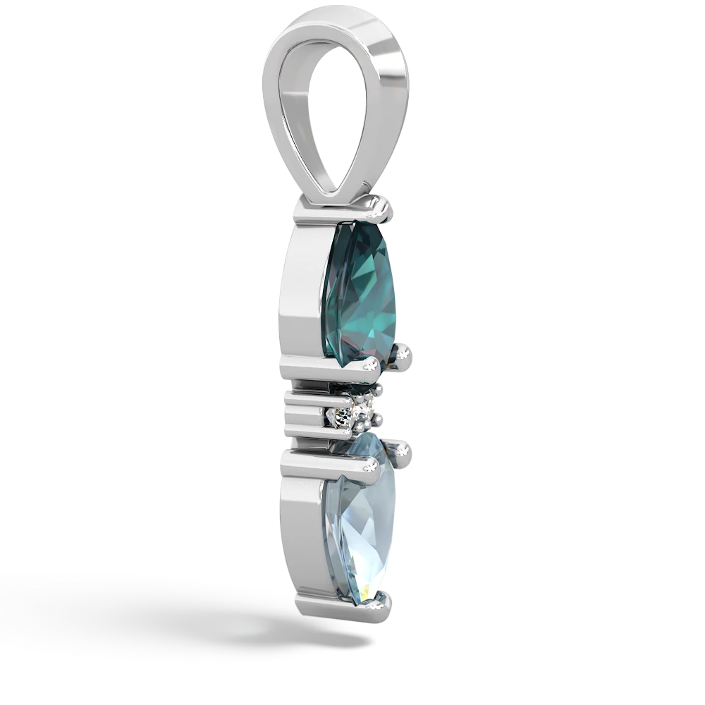 Alexandrite Bowtie Drop 14K White Gold pendant P0865