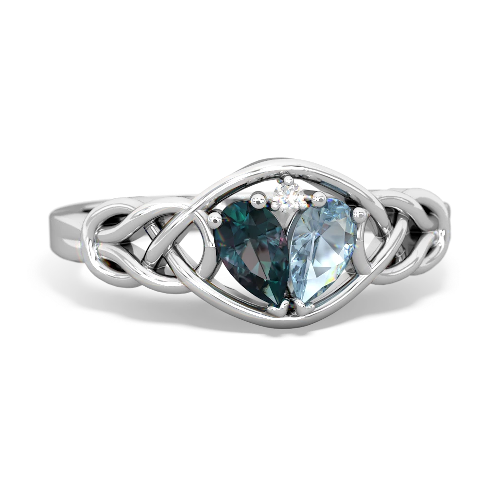 Alexandrite Celtic Love Knot 14K White Gold ring R5420