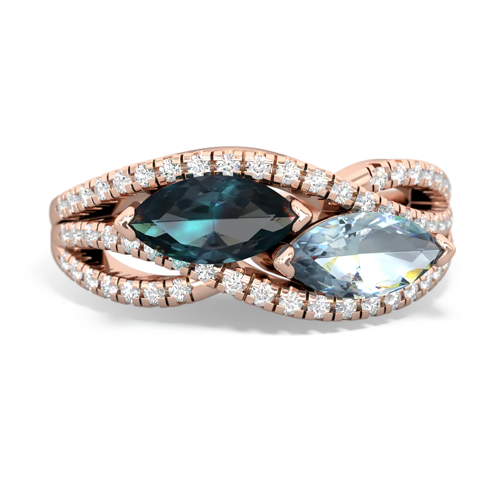 Alexandrite Diamond Rivers 14K Rose Gold ring R3070