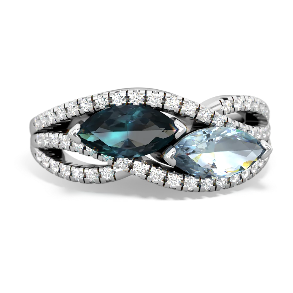 Alexandrite Diamond Rivers 14K White Gold ring R3070