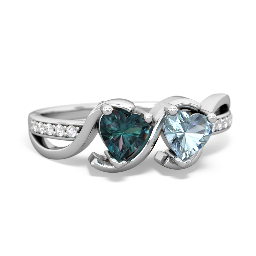 Alexandrite Side By Side 14K White Gold ring R3090