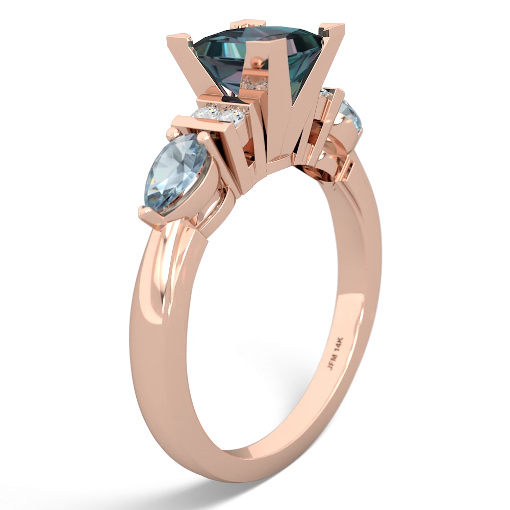 Alexandrite 6Mm Princess Eternal Embrace Engagement 14K Rose Gold ring C2002