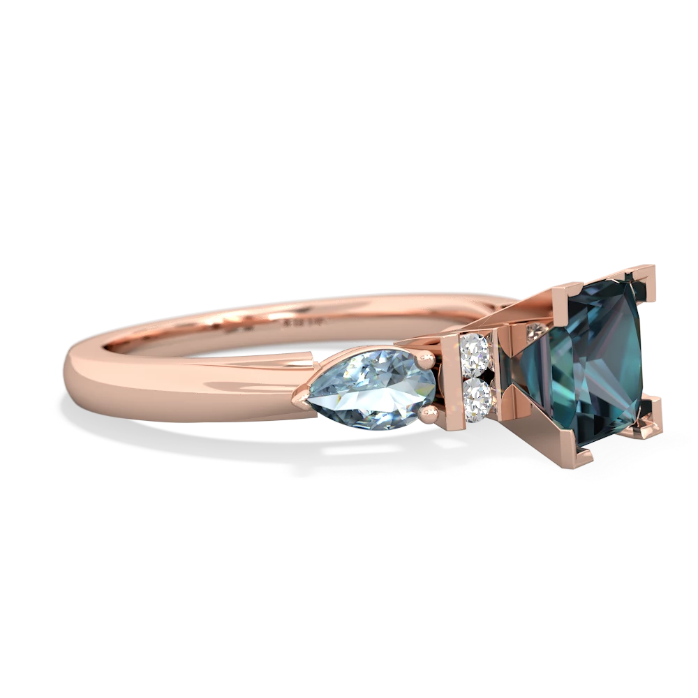 Alexandrite 6Mm Princess Eternal Embrace Engagement 14K Rose Gold ring C2002