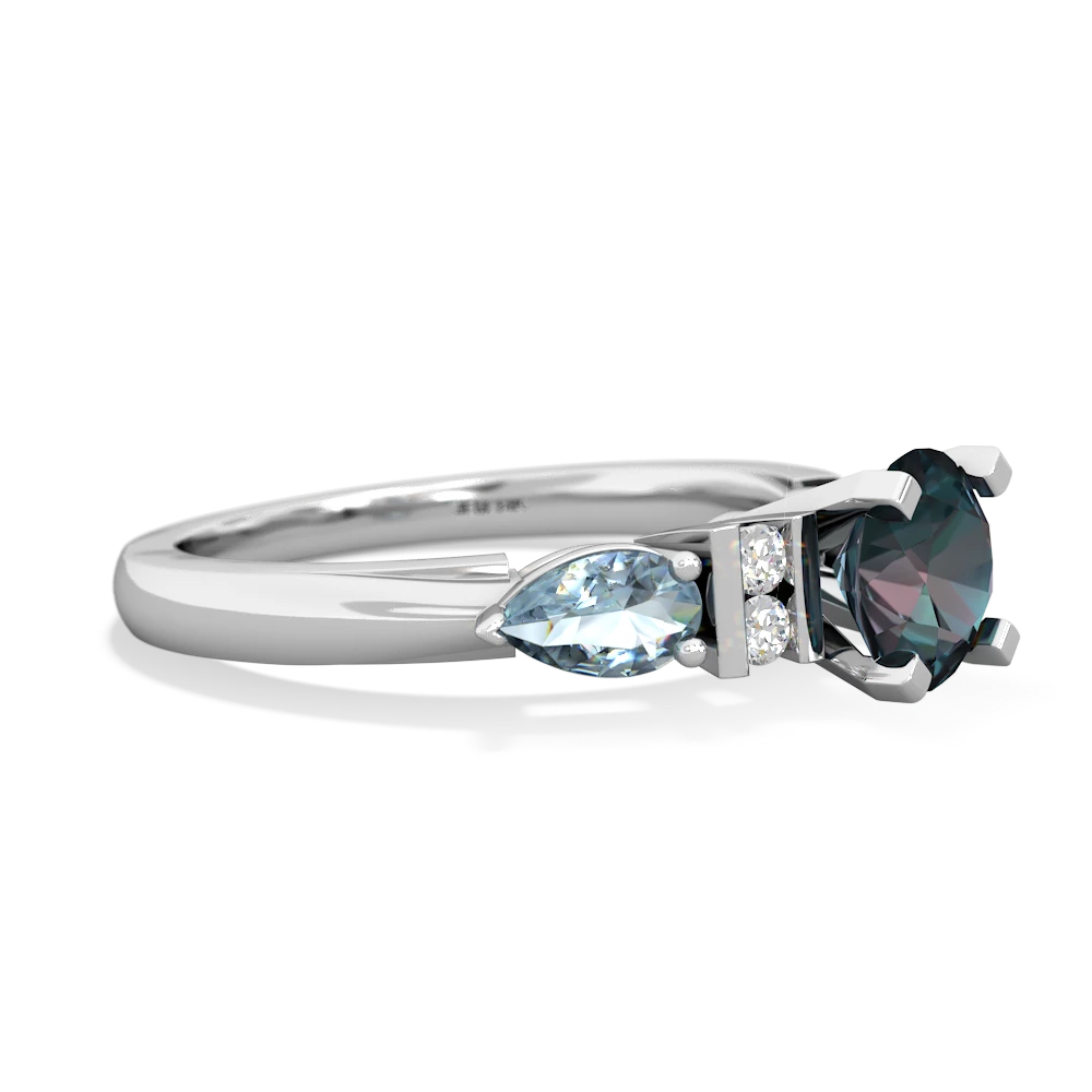 Alexandrite 6Mm Round Eternal Embrace Engagement 14K White Gold ring R2005