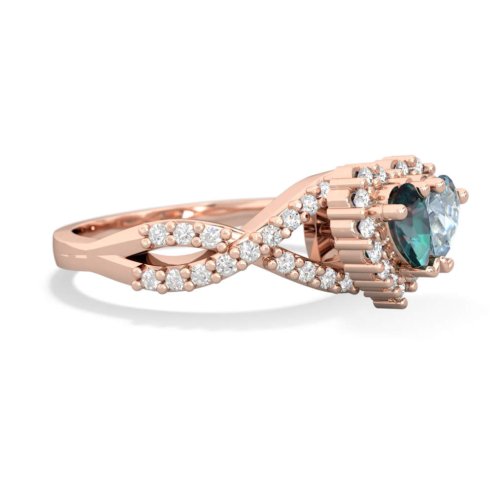 Alexandrite Diamond Twist 'One Heart' 14K Rose Gold ring R2640HRT