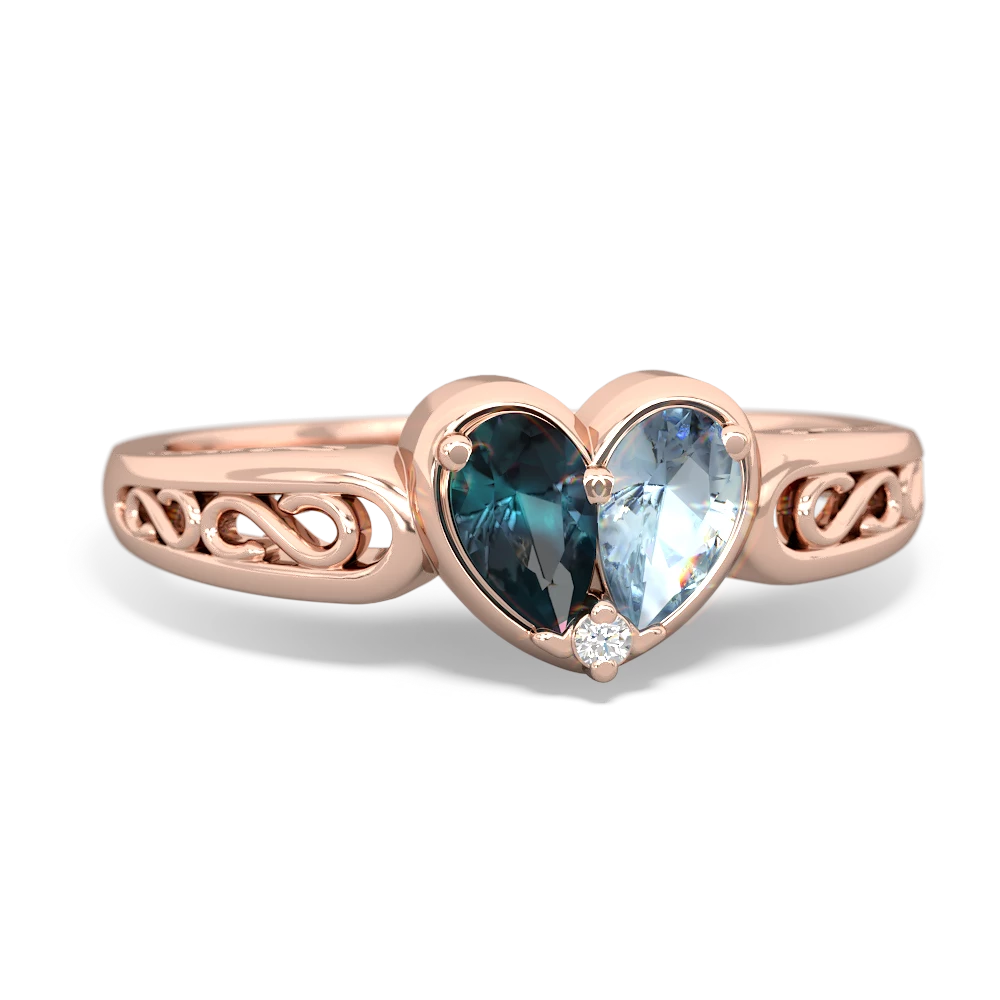 Alexandrite Filligree 'One Heart' 14K Rose Gold ring R5070