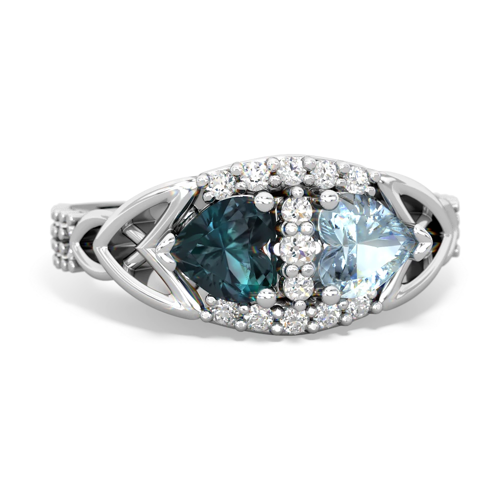 Alexandrite Sparkling Celtic Knot 14K White Gold ring R2645