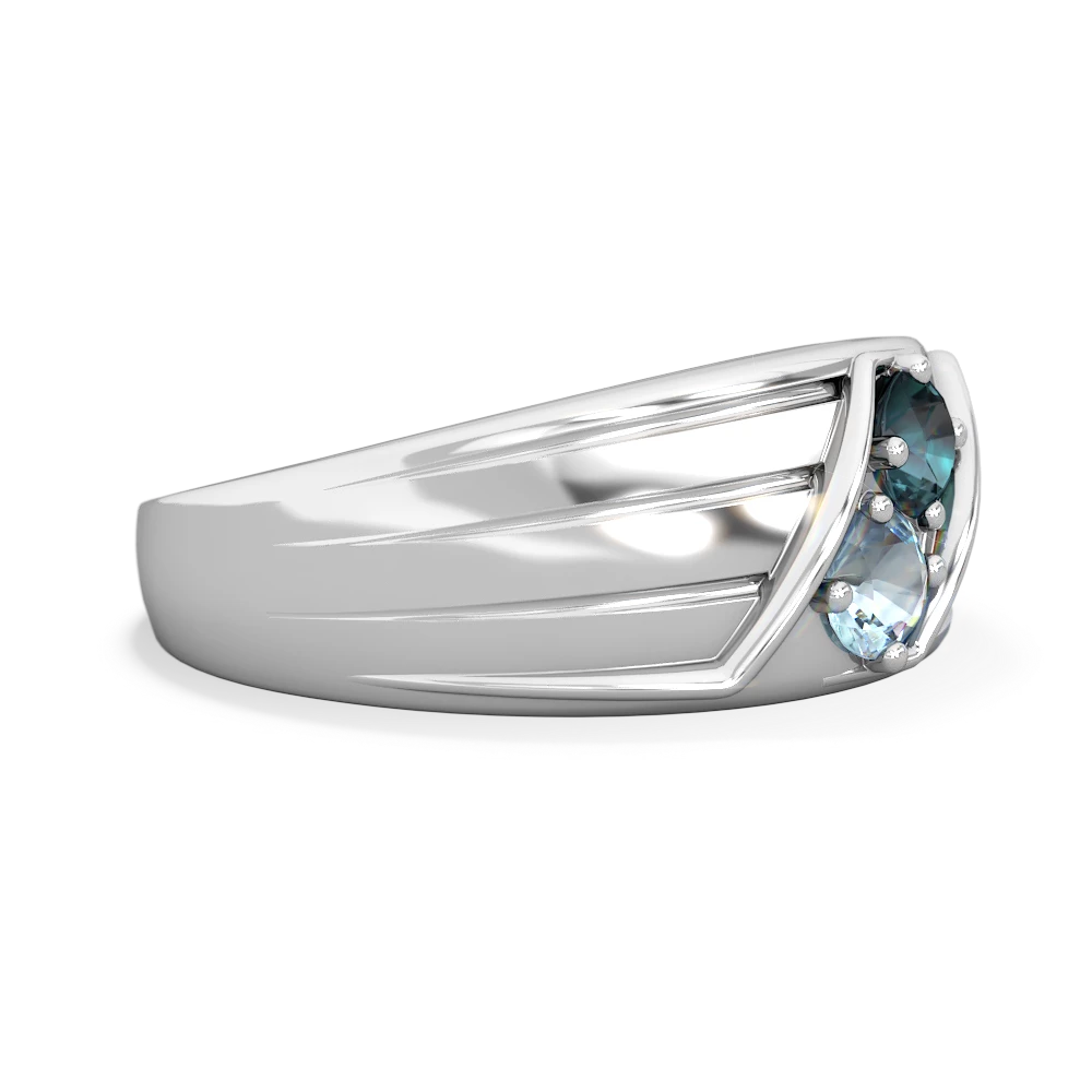 Alexandrite Men's Streamline 14K White Gold ring R0460