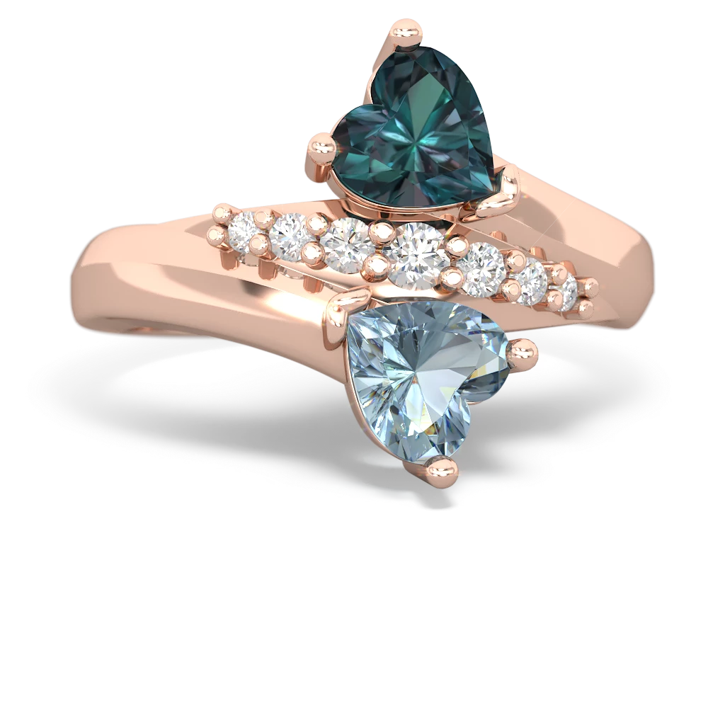 Alexandrite Heart To Heart 14K Rose Gold ring R2064