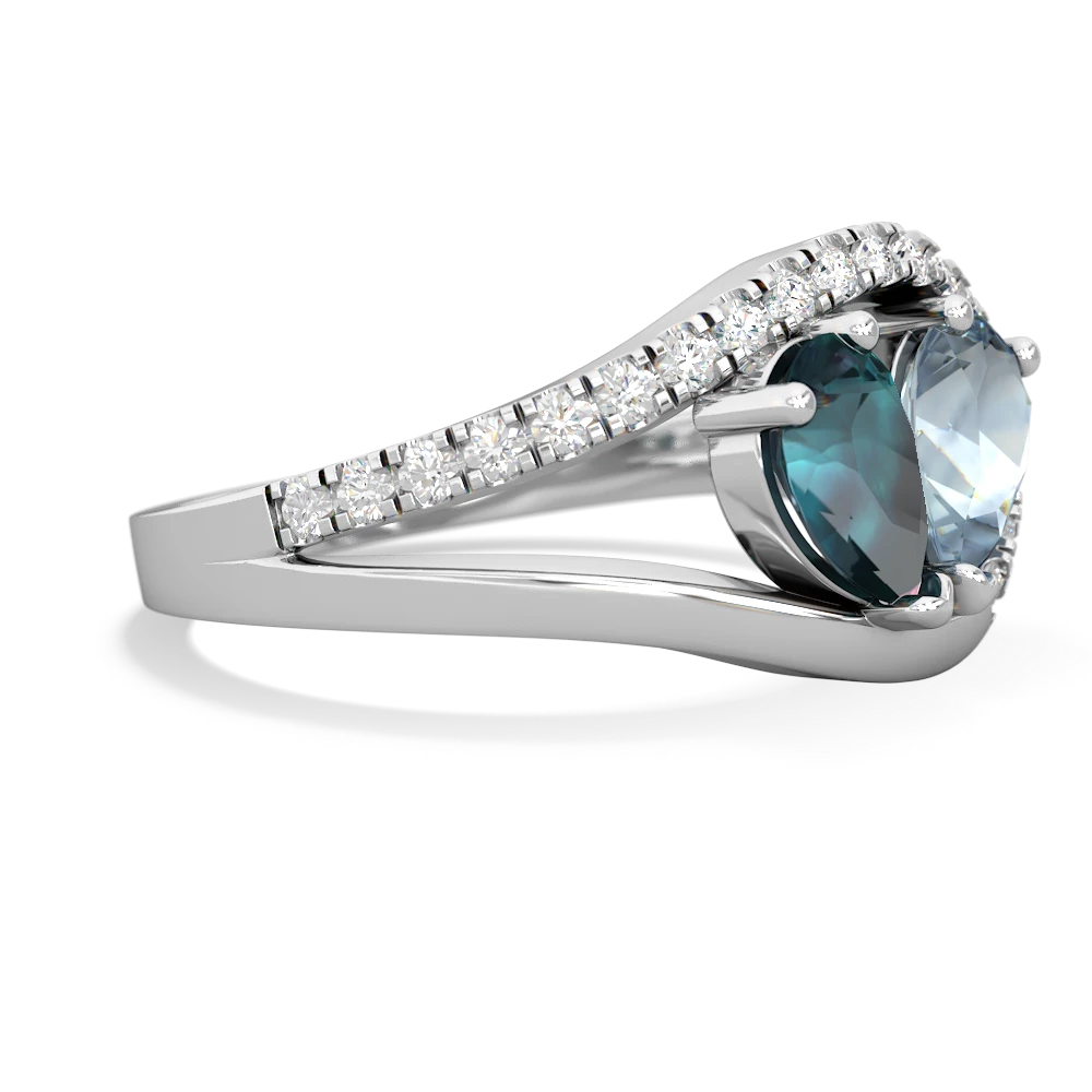 Alexandrite Nestled Heart Keepsake 14K White Gold ring R5650