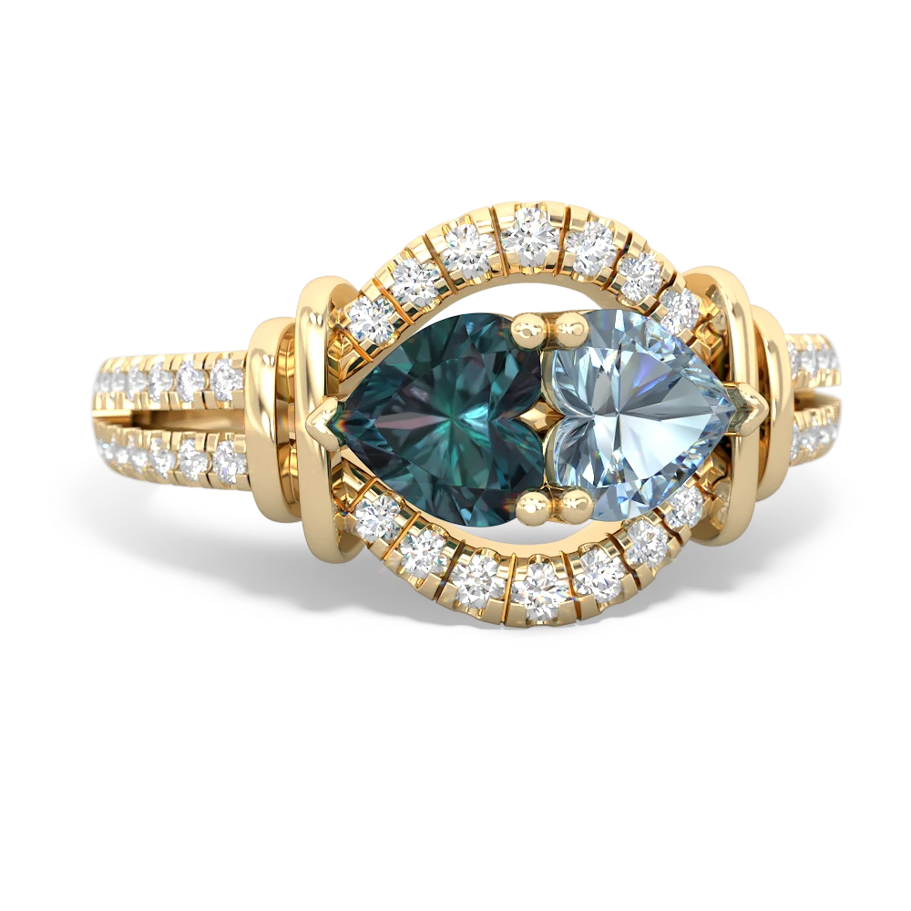 Alexandrite Art-Deco Keepsake 14K Yellow Gold ring R5630