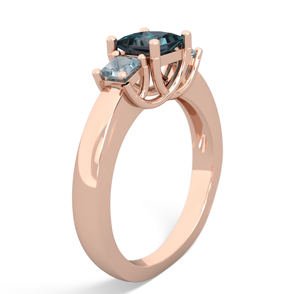 Alexandrite Three Stone Trellis 14K Rose Gold ring R4015