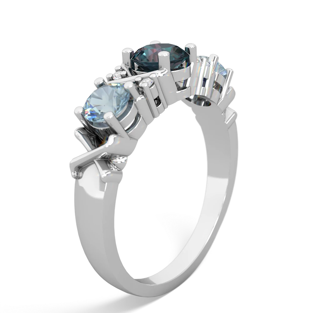 Alexandrite Hugs And Kisses 14K White Gold ring R5016