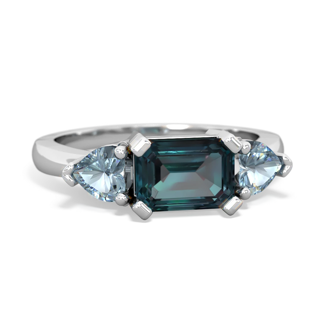 Alexandrite Three Stone 14K White Gold ring R5235