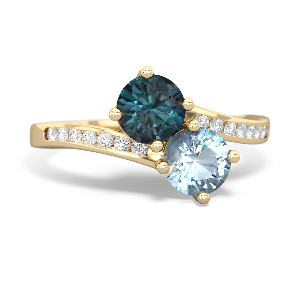 Alexandrite Channel Set Two Stone 14K Yellow Gold ring R5303