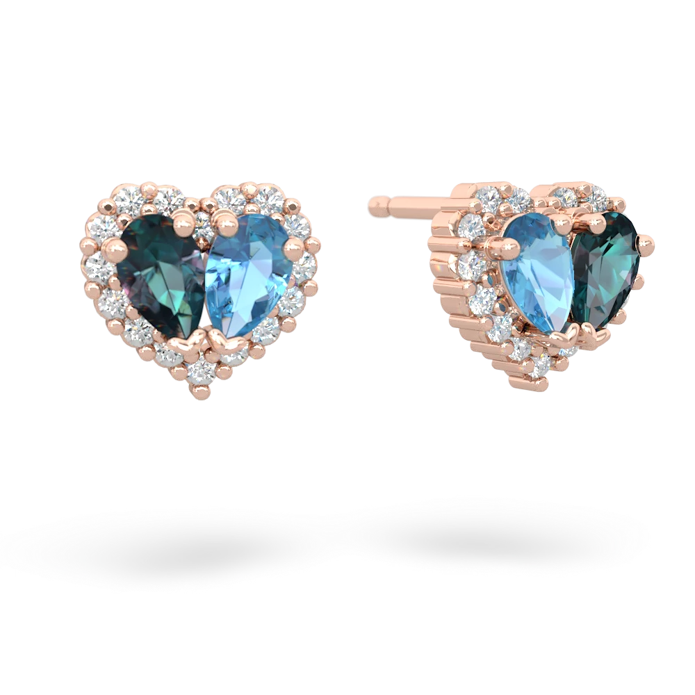 Alexandrite Halo 14K Rose Gold earrings E7008