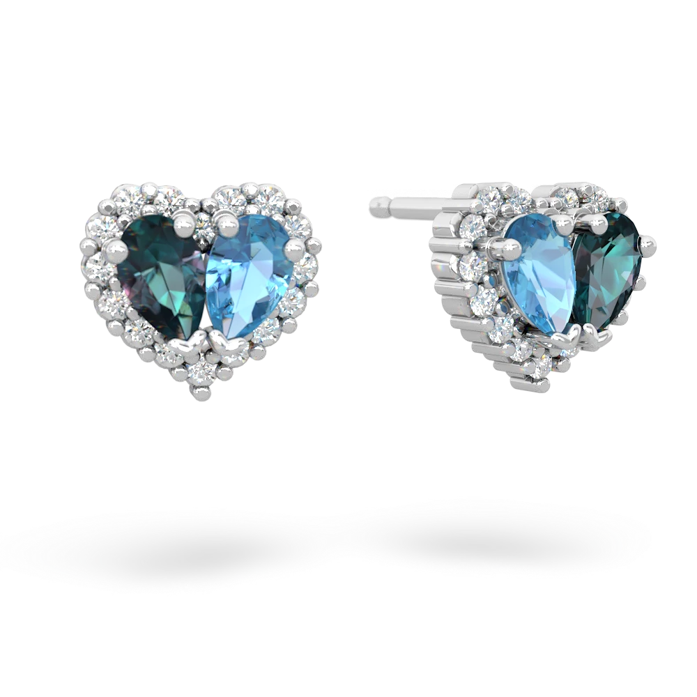 Alexandrite Halo 14K White Gold earrings E7008