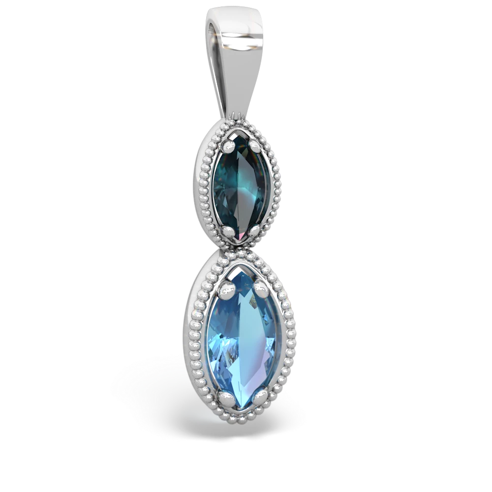 Alexandrite Antique-Style Halo 14K White Gold pendant P5700