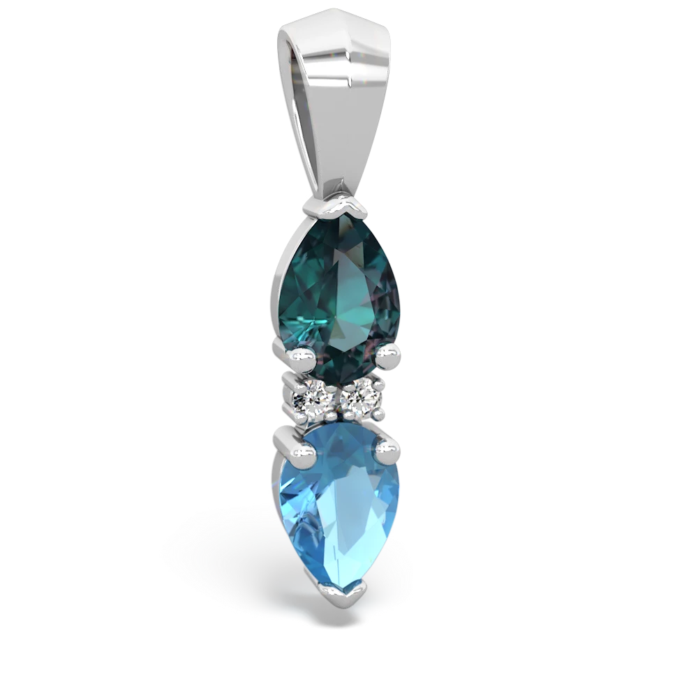 Alexandrite Bowtie Drop 14K White Gold pendant P0865