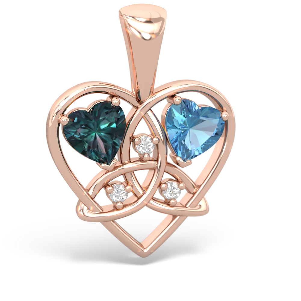 Alexandrite Celtic Trinity Heart 14K Rose Gold pendant P5331