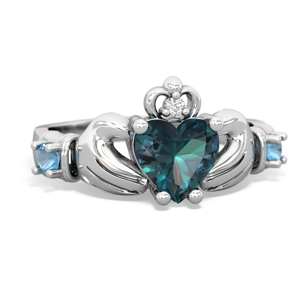 Alexandrite Claddagh Keepsake 14K White Gold ring R5245