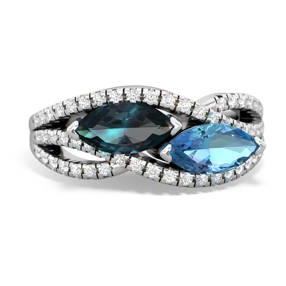 Alexandrite Diamond Rivers 14K White Gold ring R3070