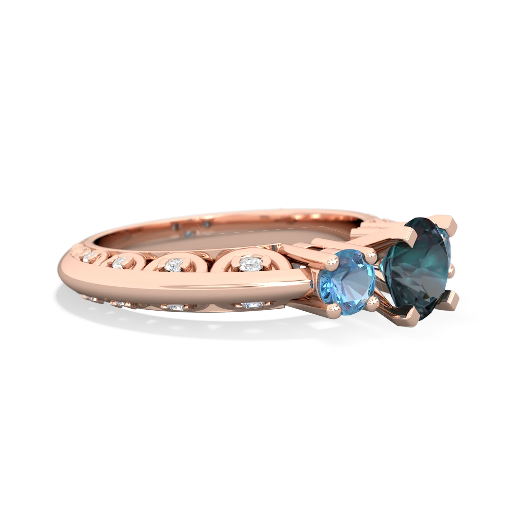 Alexandrite Art Deco Eternal Embrace Engagement 14K Rose Gold ring C2003