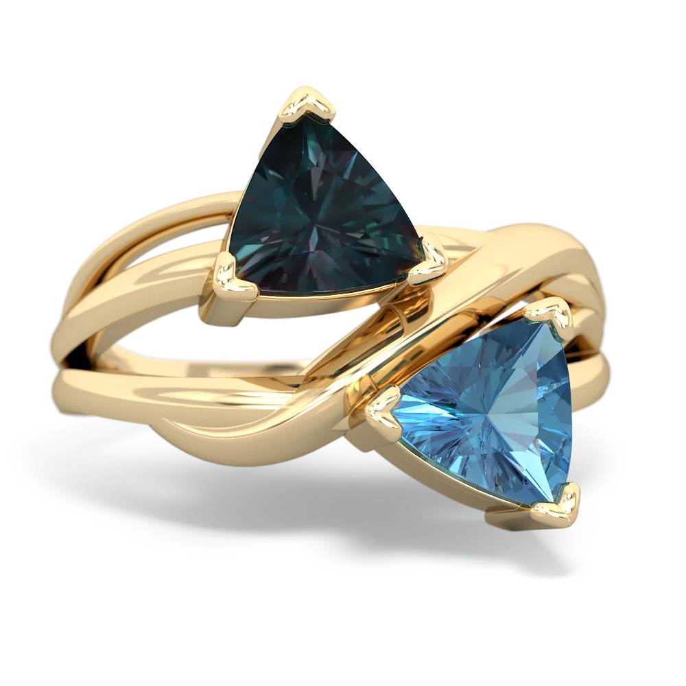 Alexandrite Split Band Swirl 14K Yellow Gold ring R2341