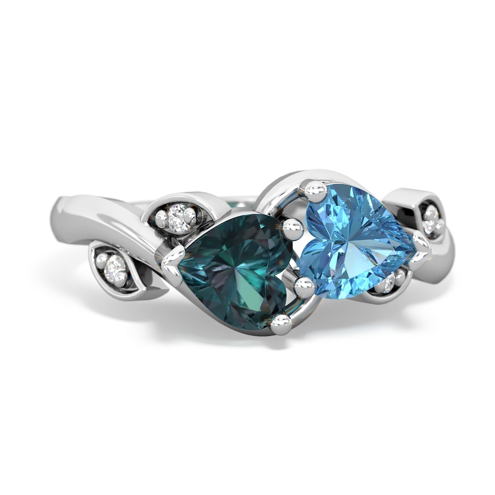 Alexandrite Floral Elegance 14K White Gold ring R5790